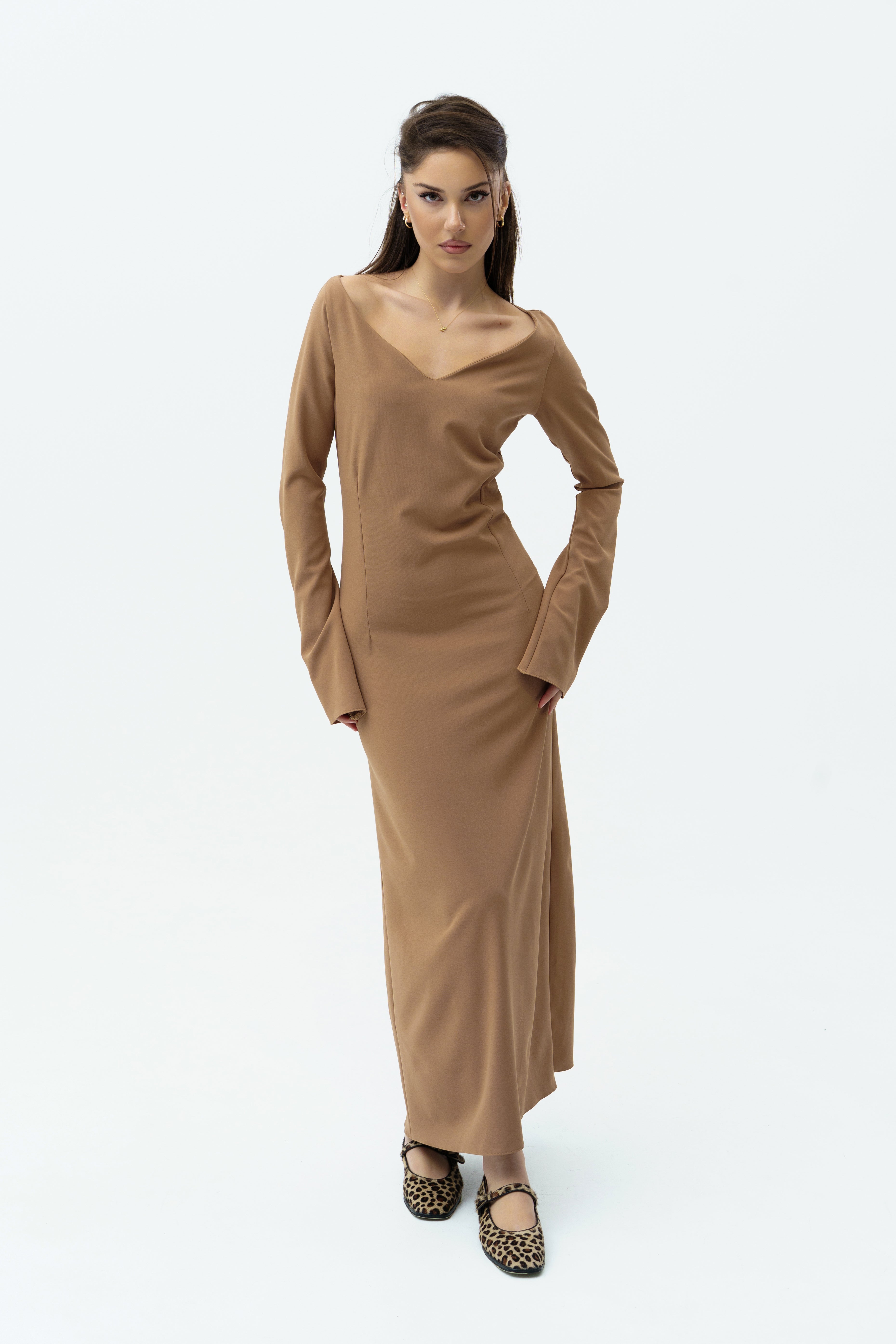 Long light-brown dress