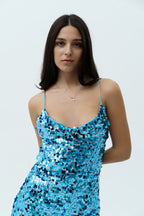 Blue mini dress with sequins
