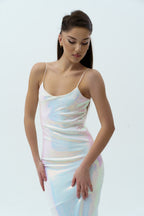 Pearl long dress with sequins