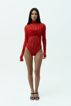Red lace bodysuit