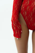 Red lace bodysuit