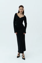 Long black dress with white strips