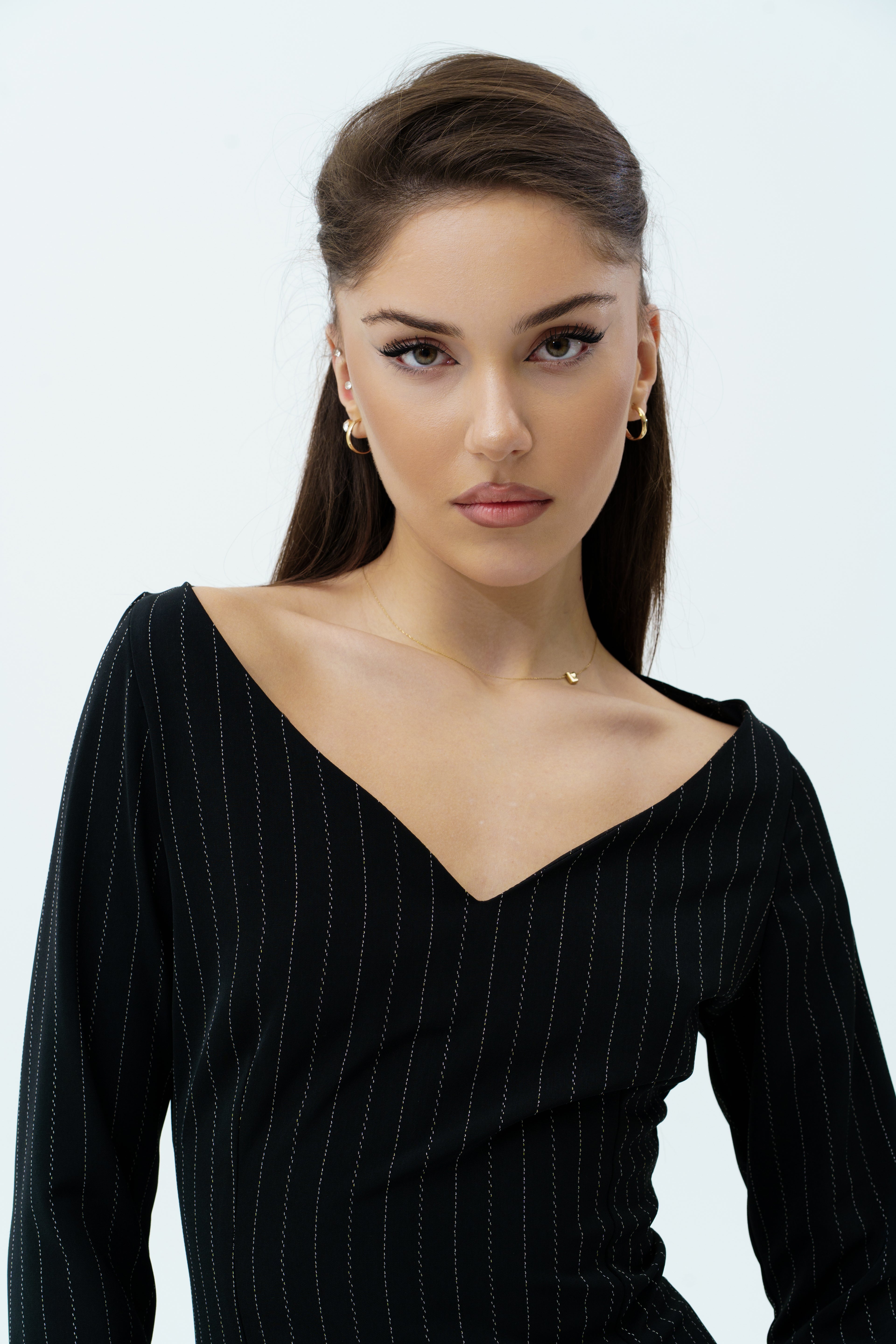 Long black dress with white strips