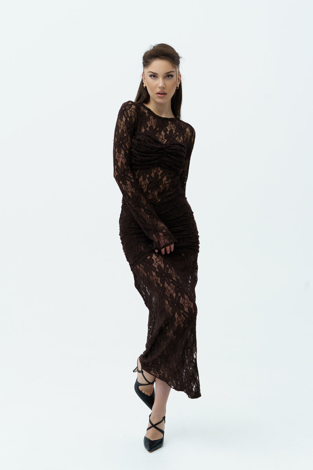 Brown lace dress