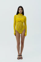 Yellow lace bodysuit