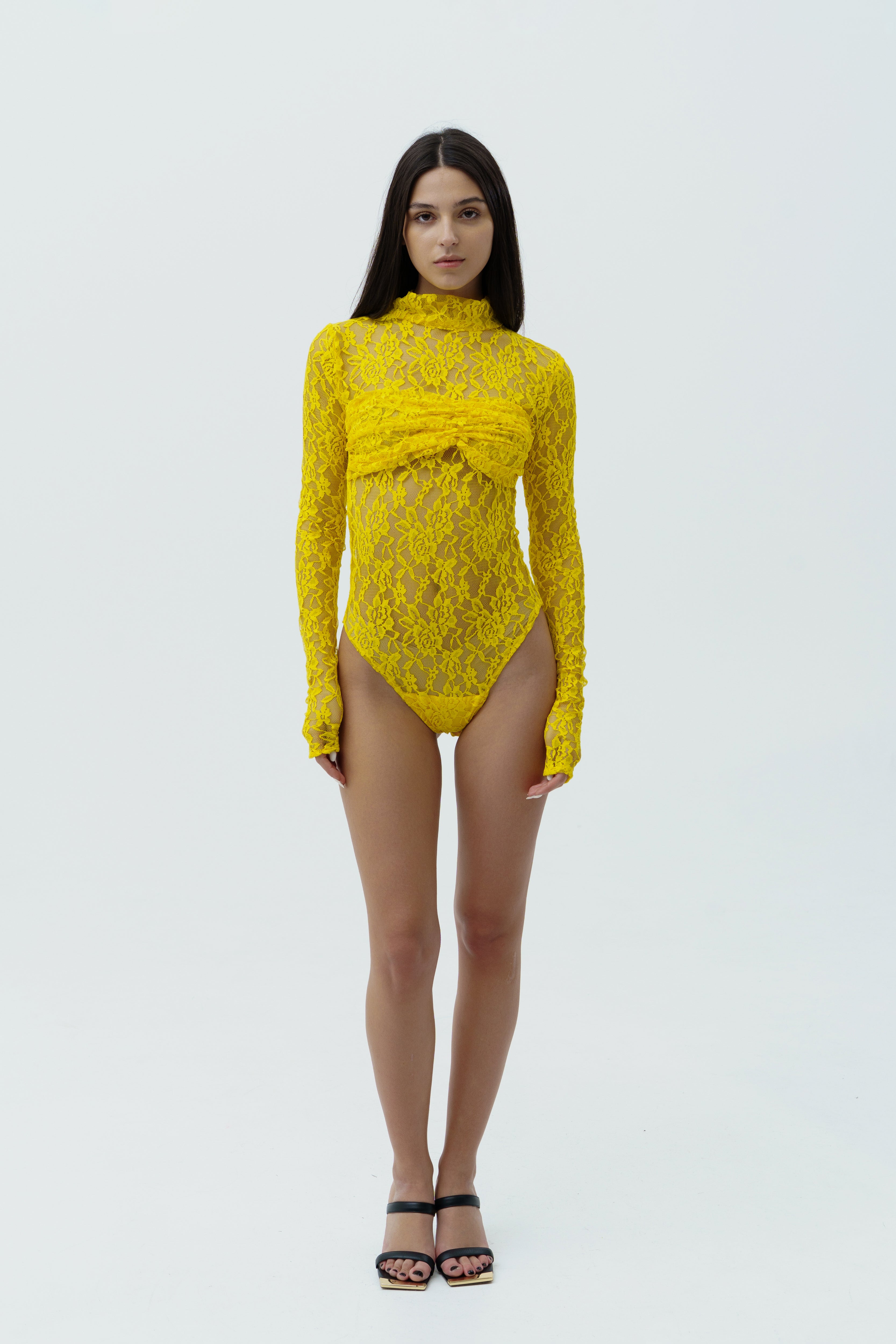 Yellow lace bodysuit