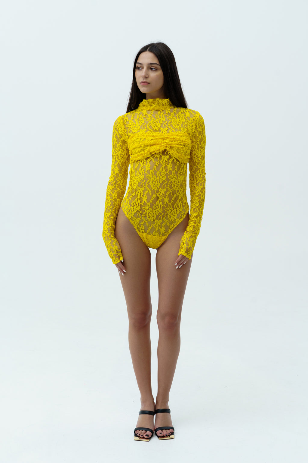 Yellow lace bodysuit