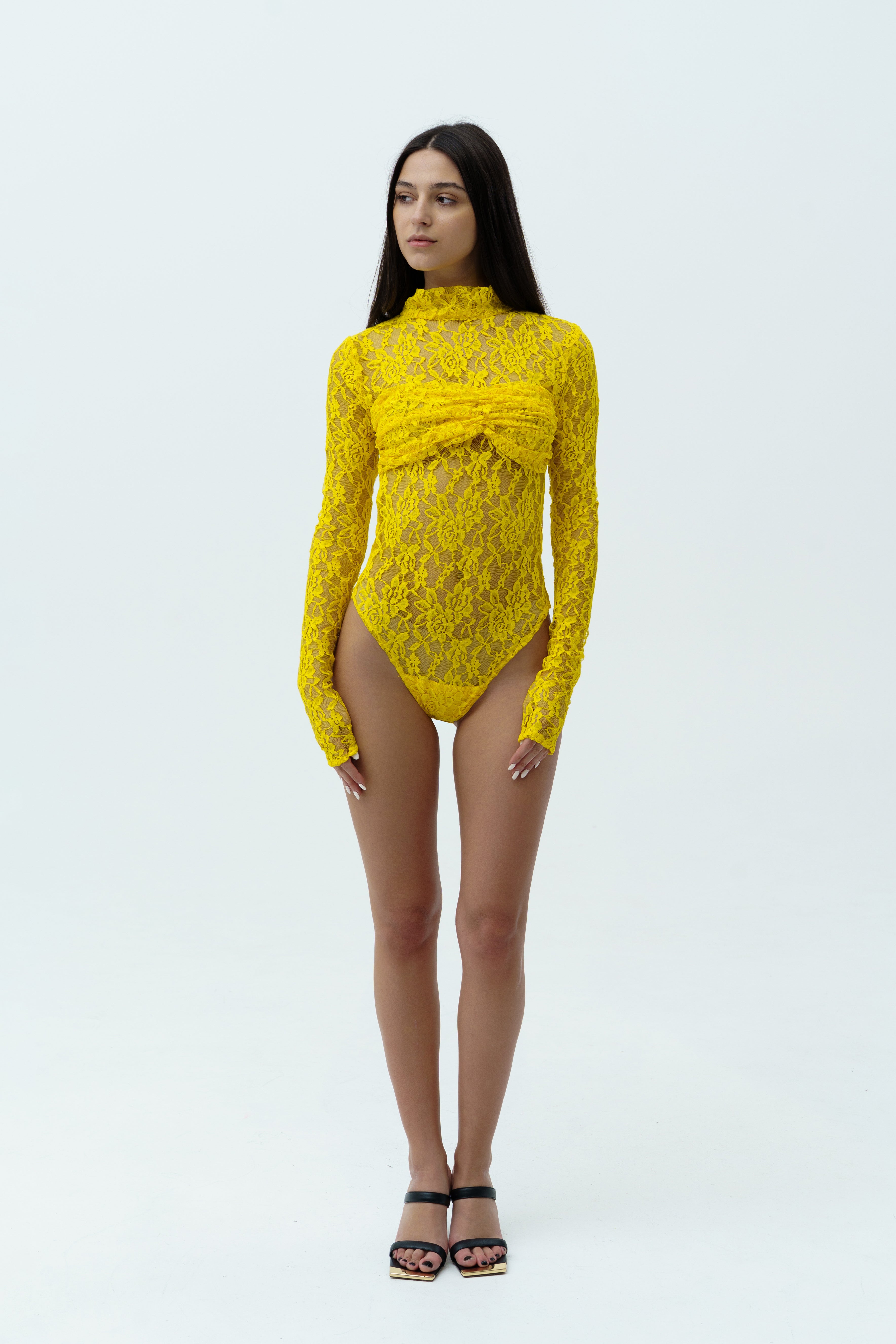 Yellow lace bodysuit