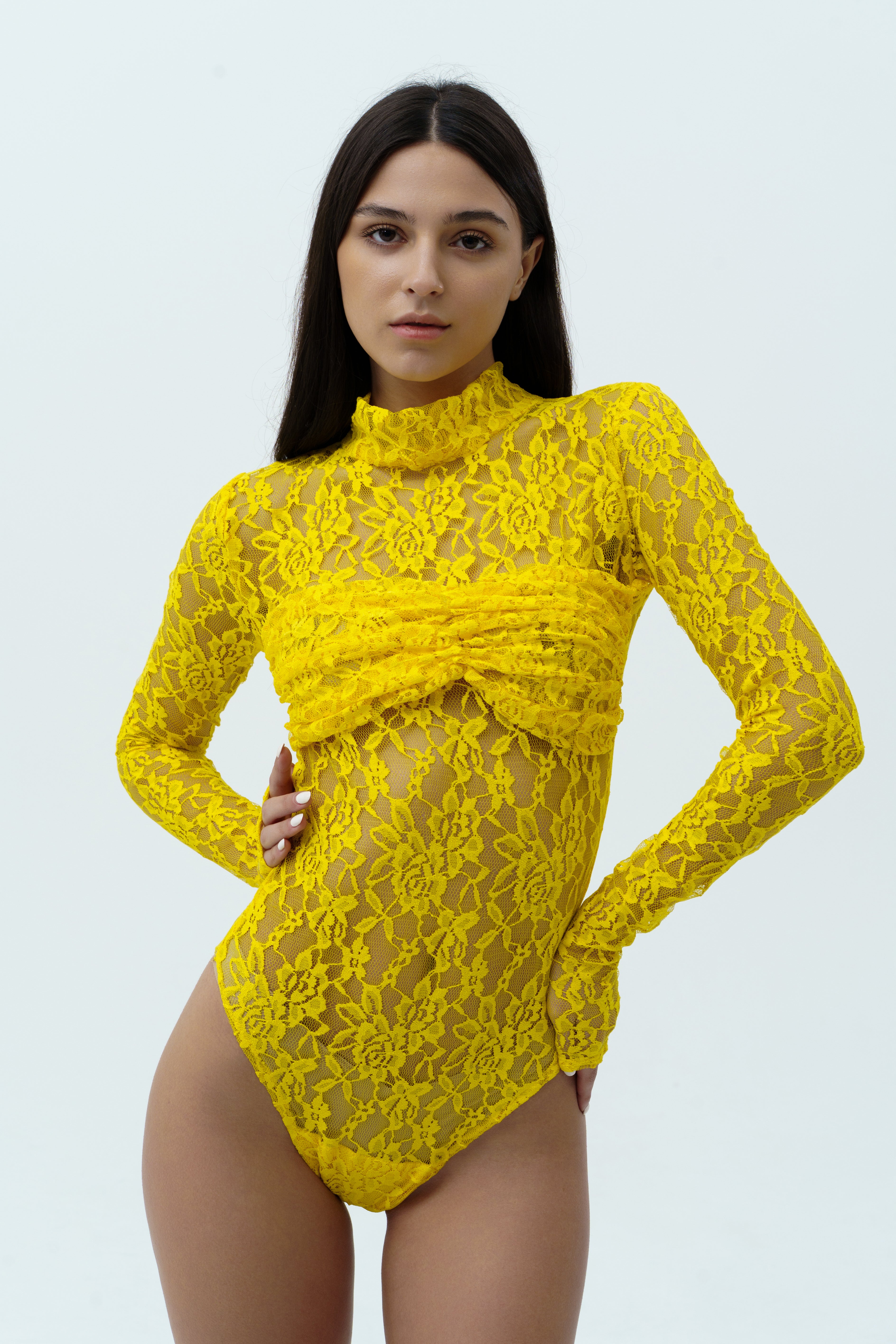 Yellow lace bodysuit