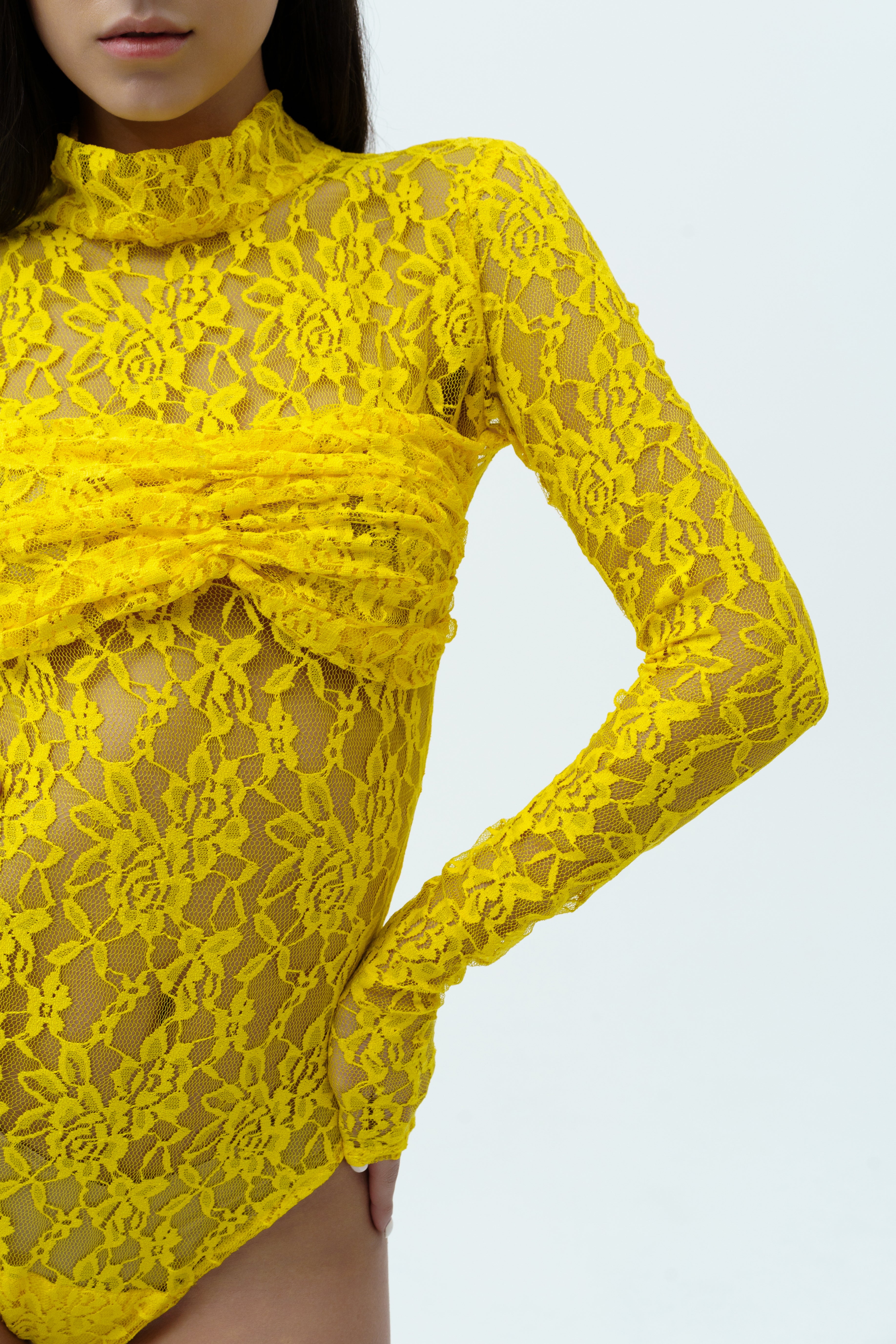 Yellow lace bodysuit