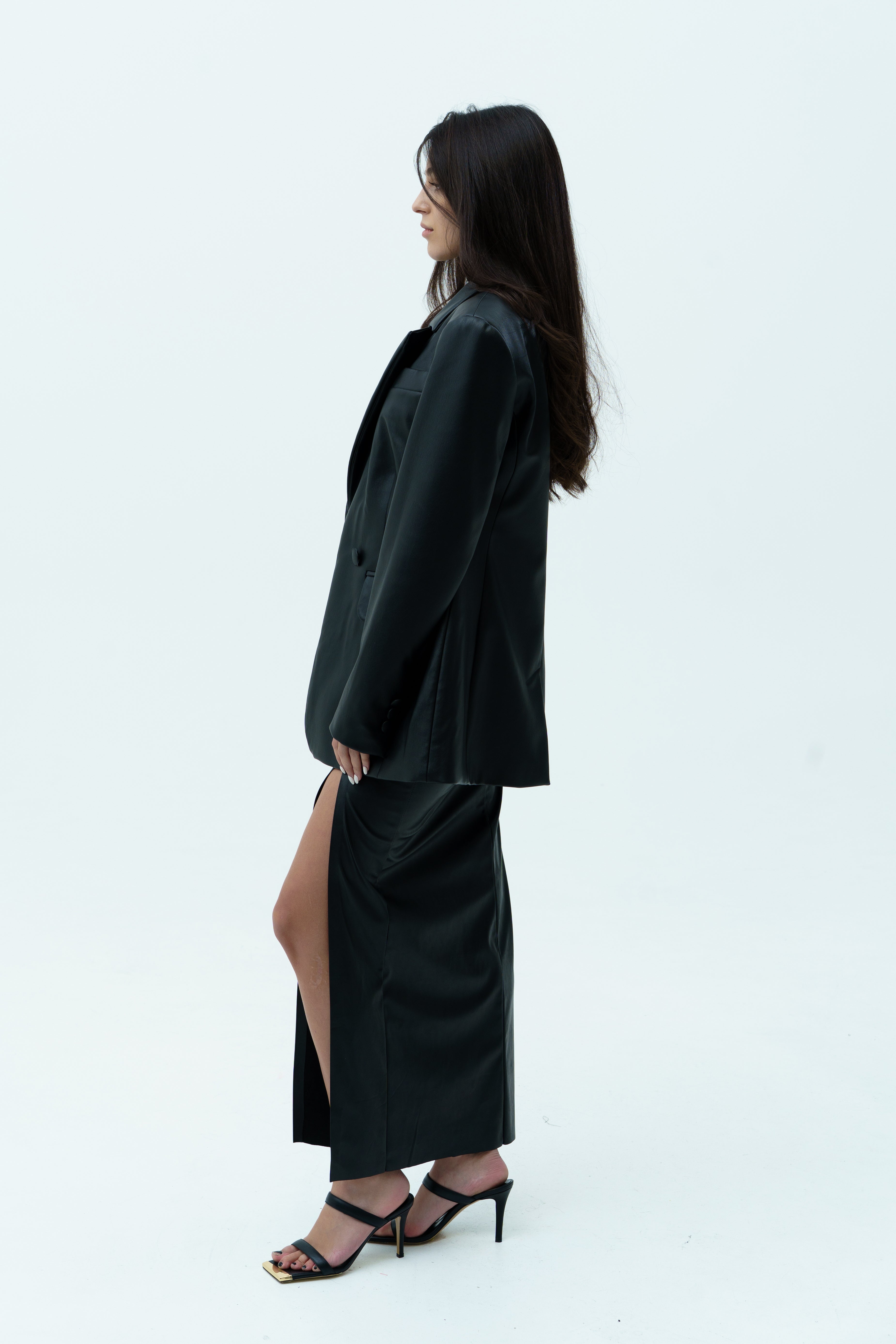 Leather black skirt