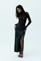 Leather black skirt