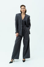 Gray three-piece suit