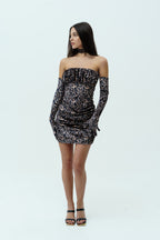Velvet dress with leo print