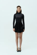 Black silk skirt