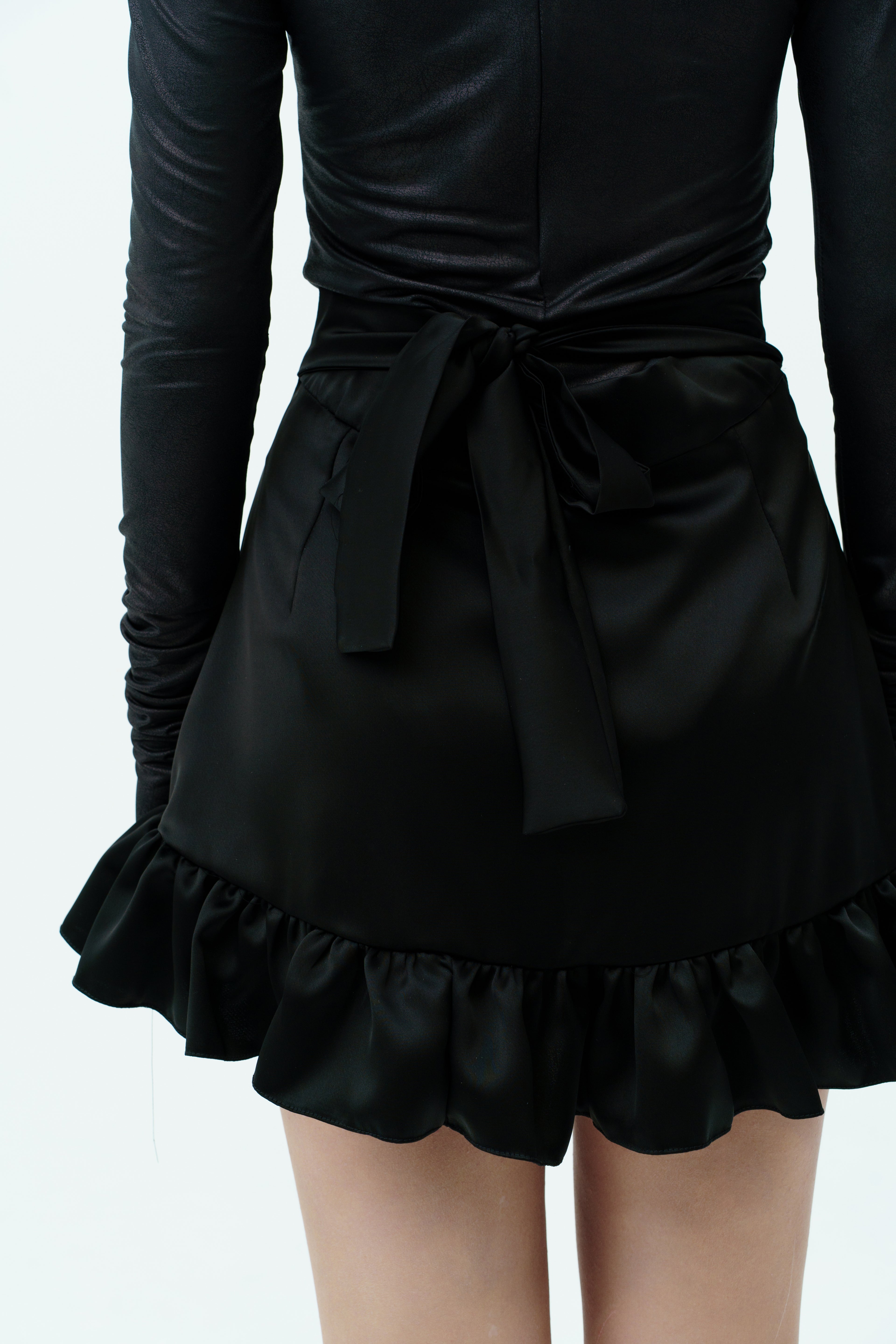 Black silk skirt