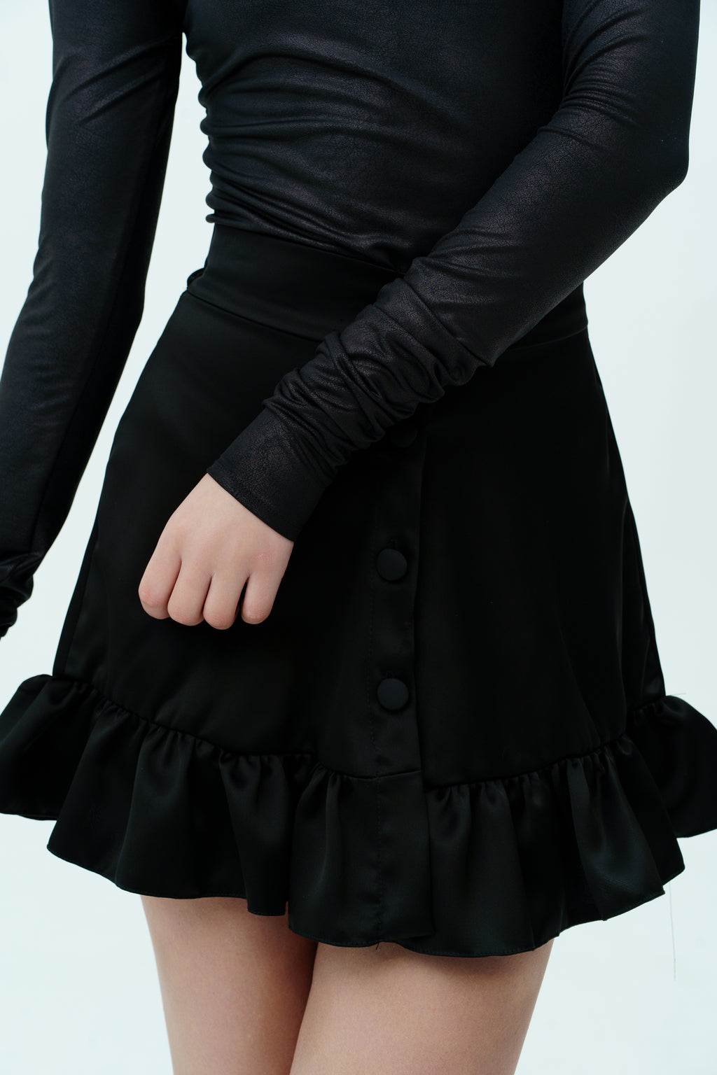 Black silk skirt