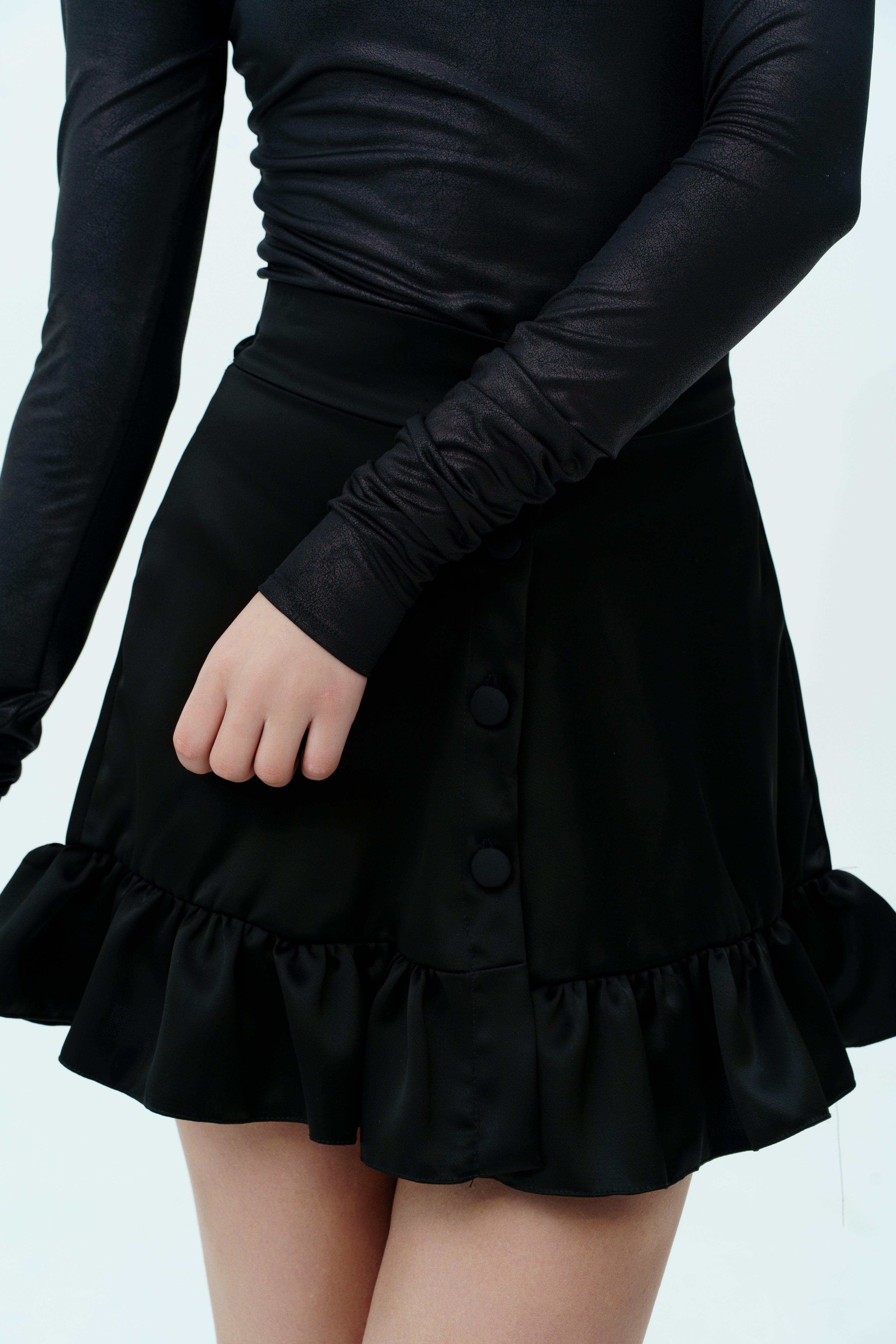 Black silk skirt
