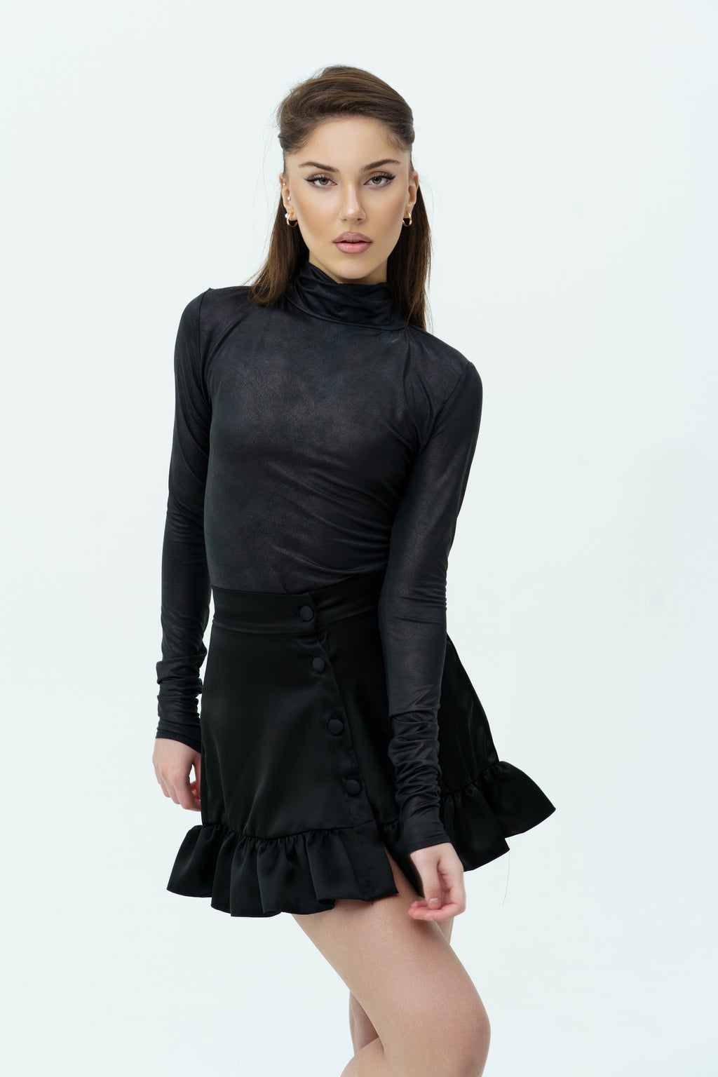 Black silk skirt