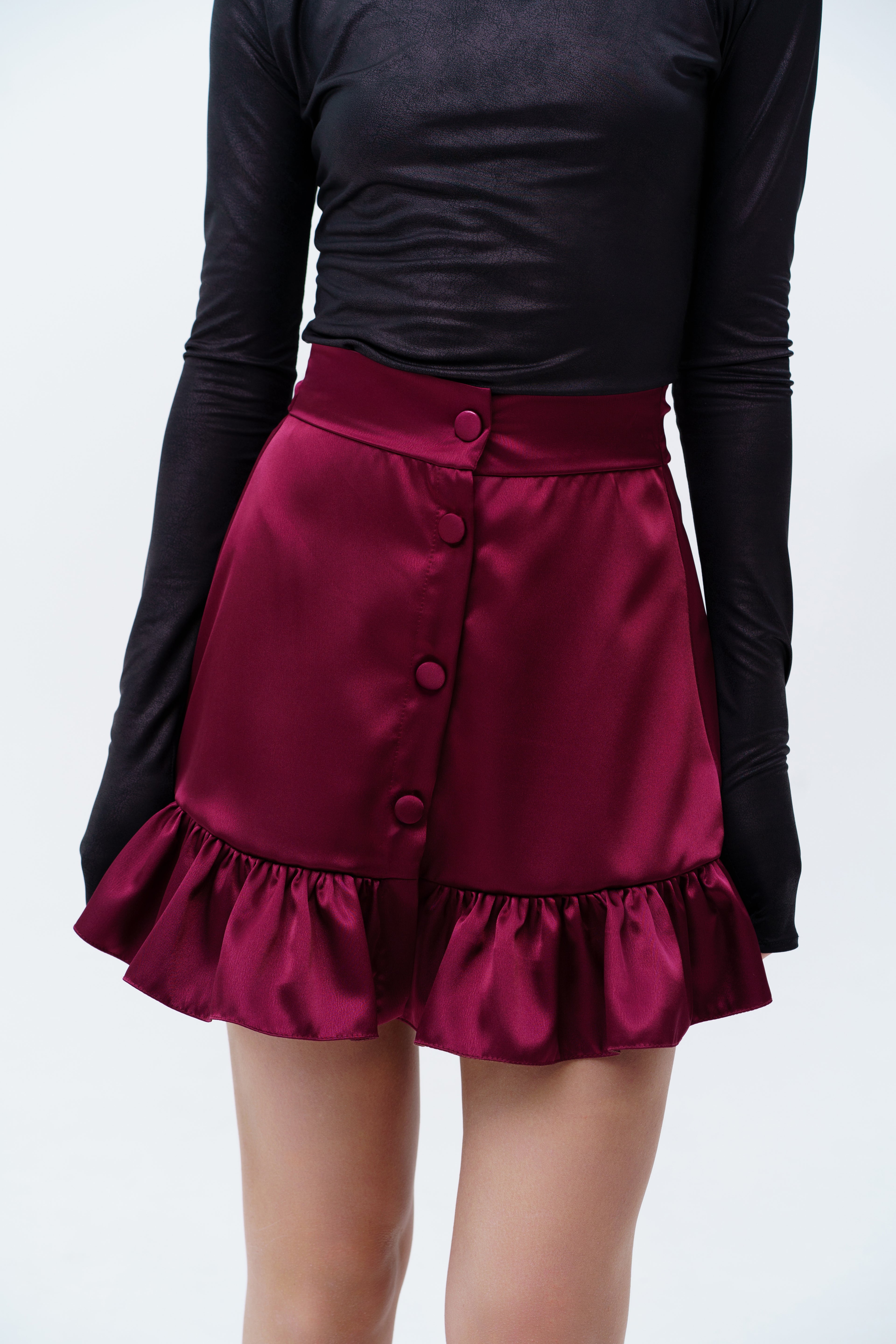 Burgundy silk skirt