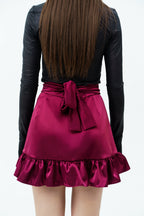 Burgundy silk skirt