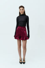 Burgundy silk skirt