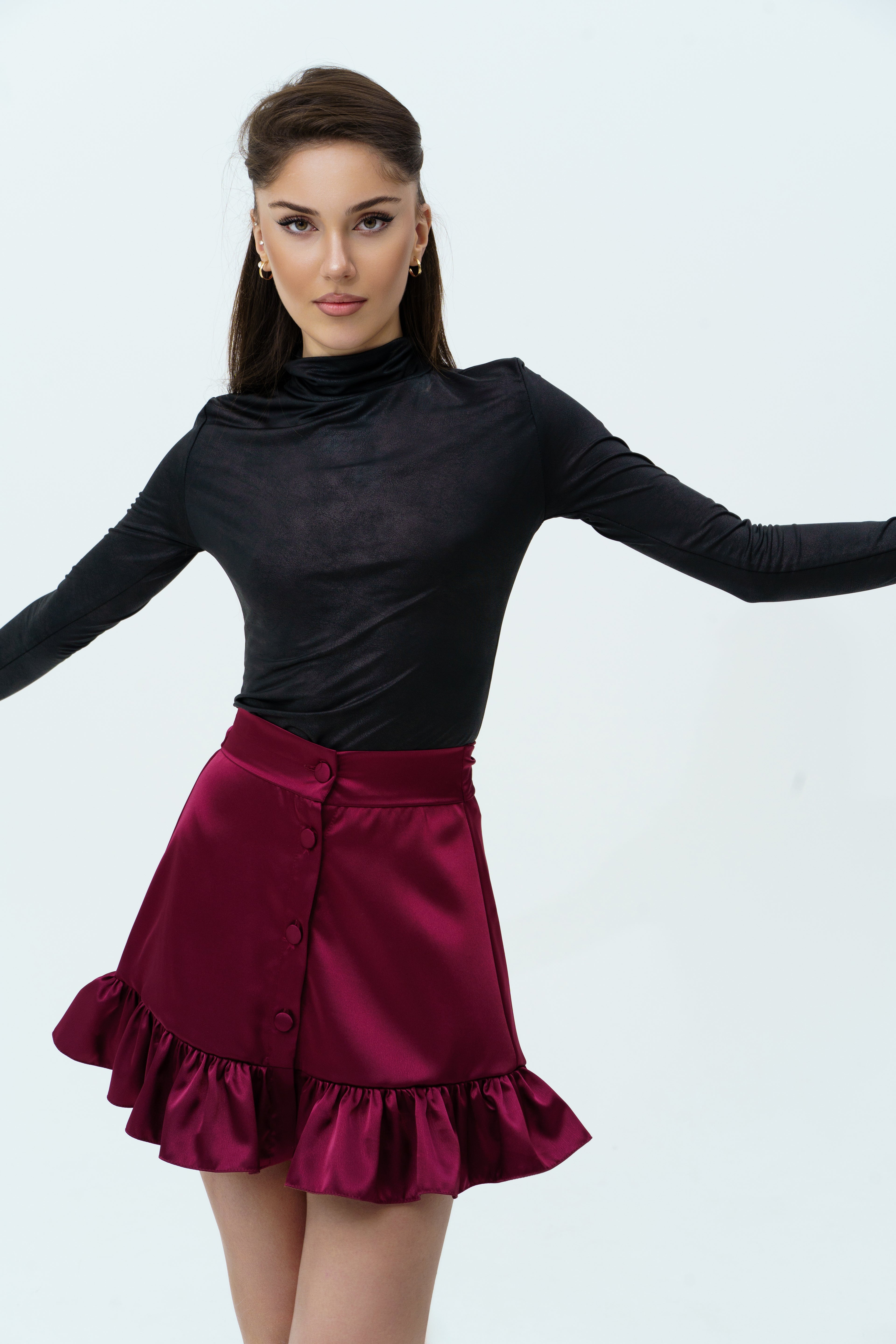 Burgundy silk skirt