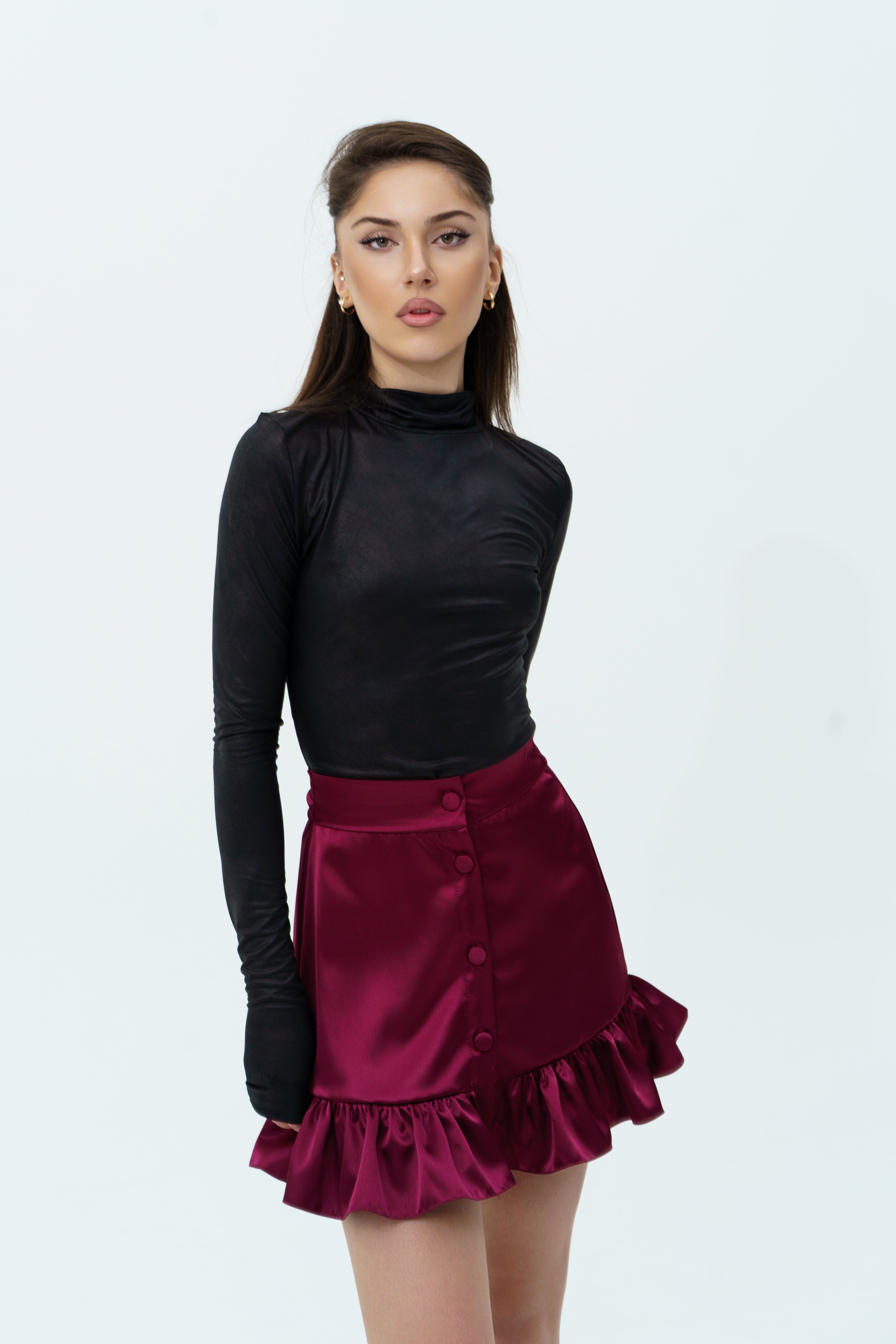 Burgundy silk skirt