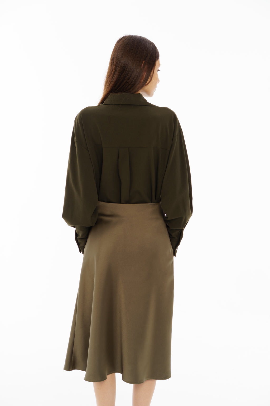 Khaki satin skirt