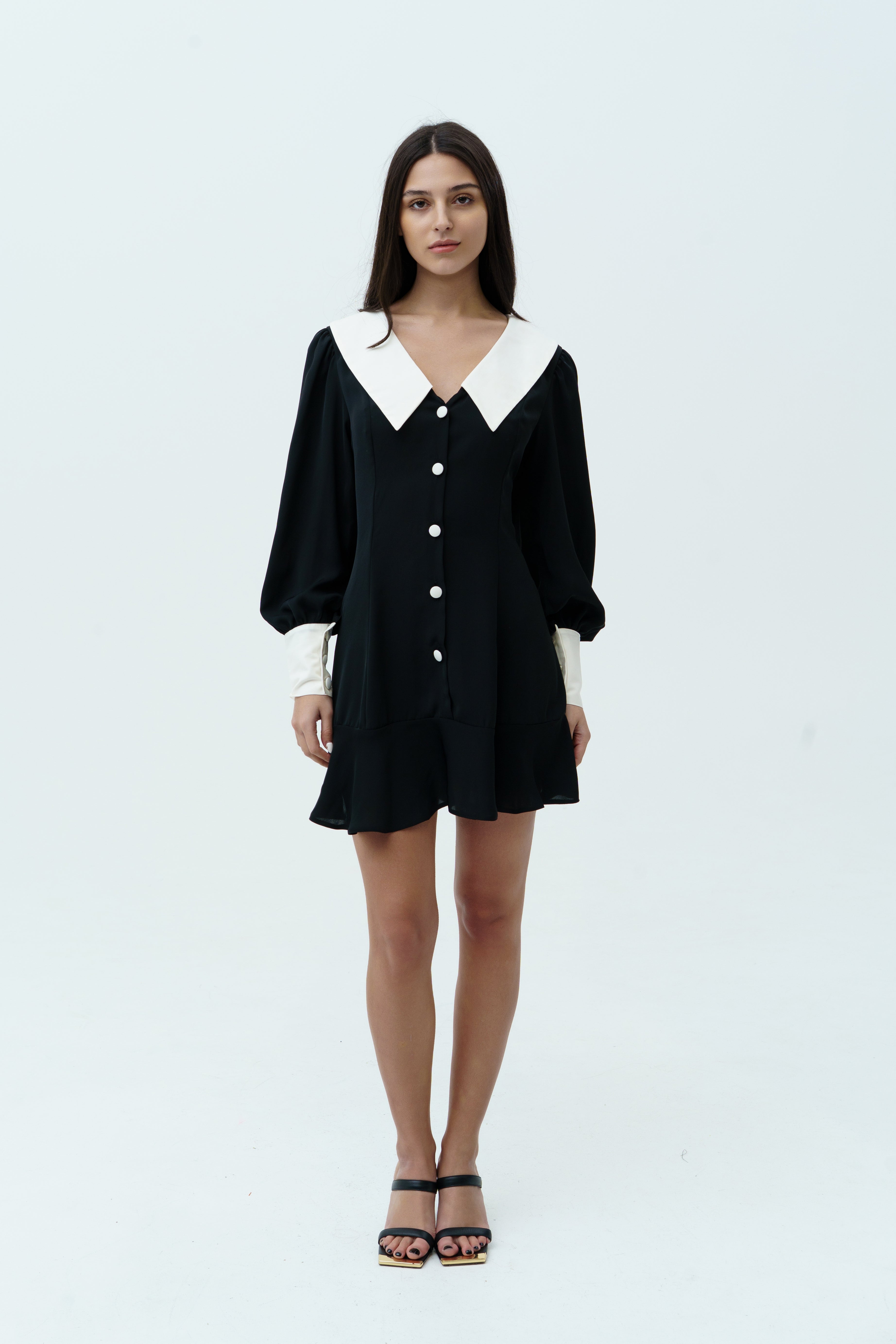 Black dress with white collar