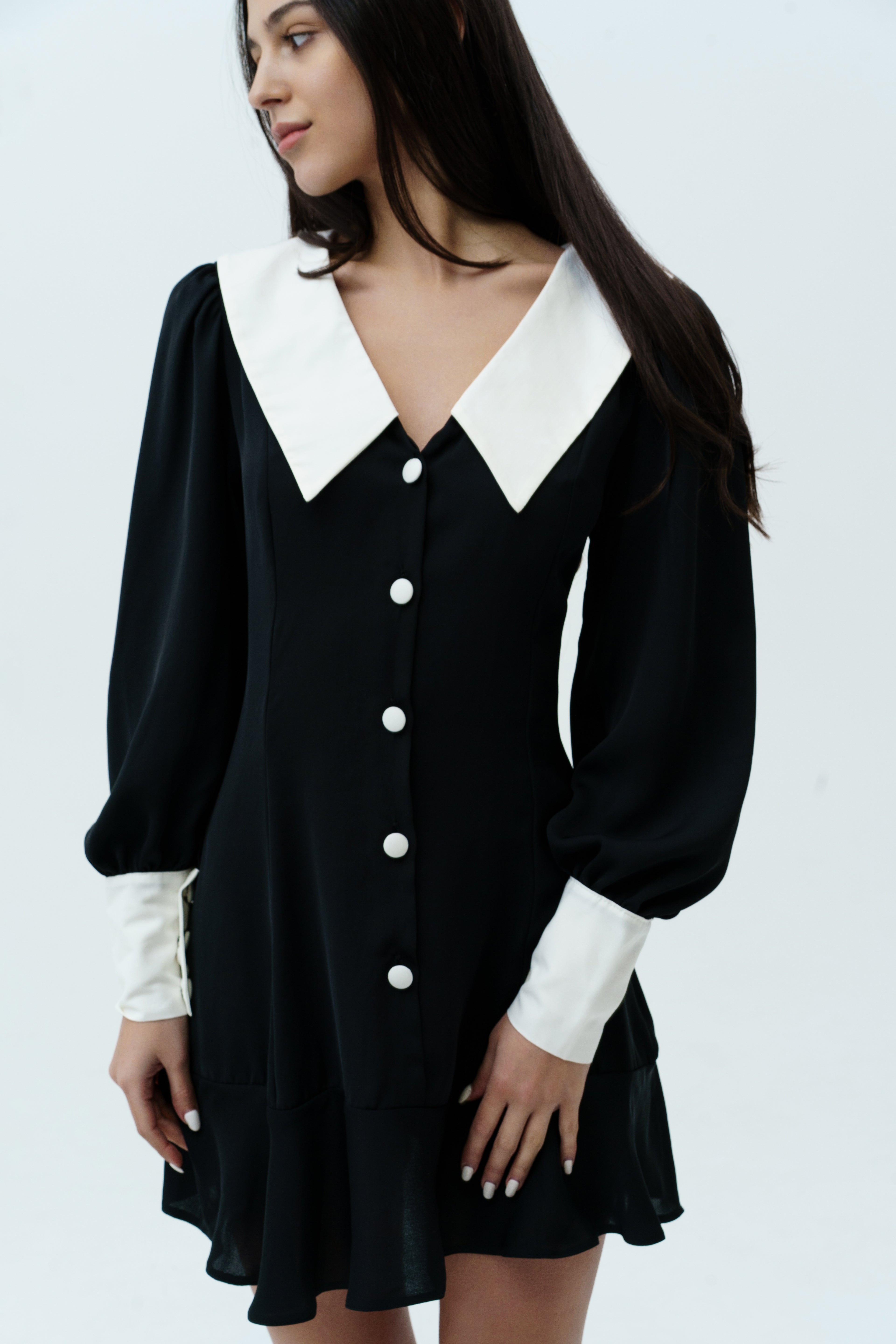 Black dress with white collar