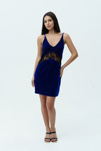 Navy Blue Velvet Dress