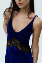 Navy Blue Velvet Dress