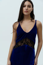 Navy Blue Velvet Dress