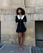 Black dress with white collar